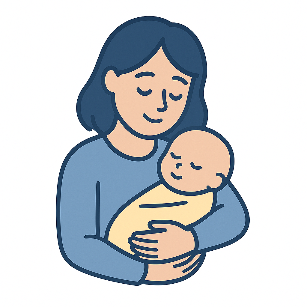 mujer sosteniendo a su bebé