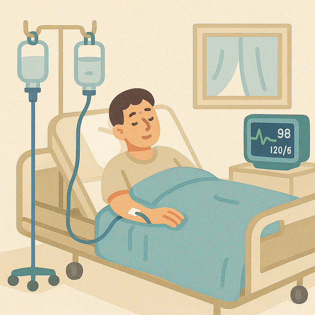 persona en una cama de hospital