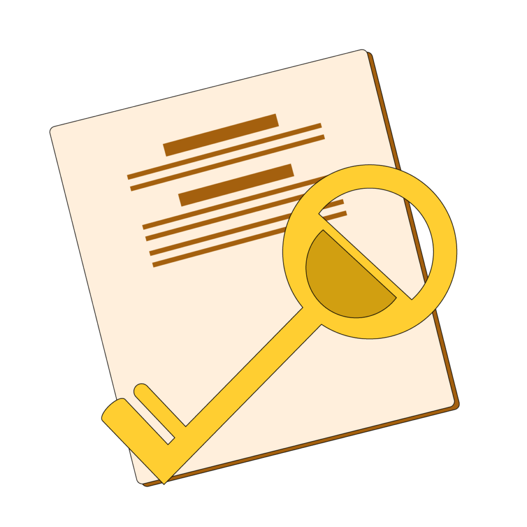 un documento o carpeta con una llave amarilla y grande encima